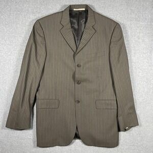 Burberry London 100% Wool Brown Striped Men's Blazer Sport Jacket 40R + Pants